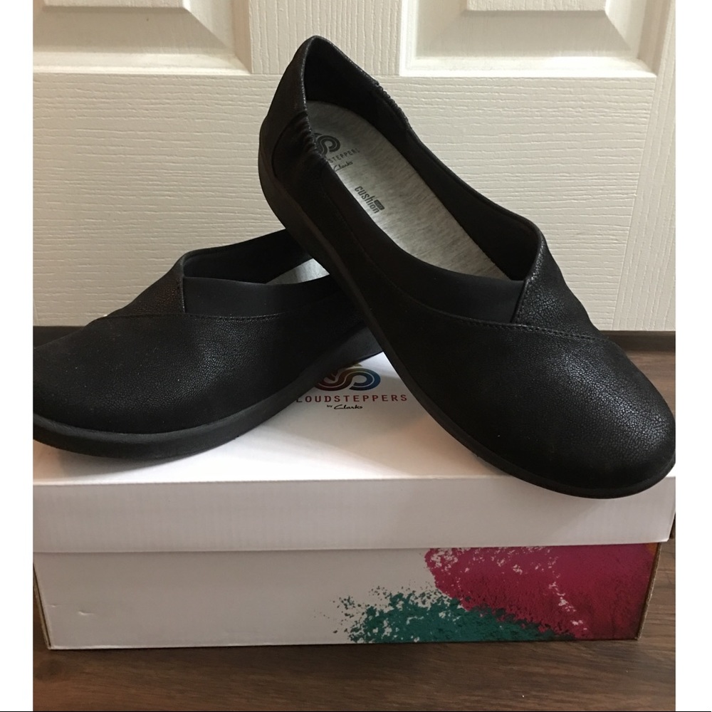 Clarks Sillia Jetay Black Cloudstepper Work Flats